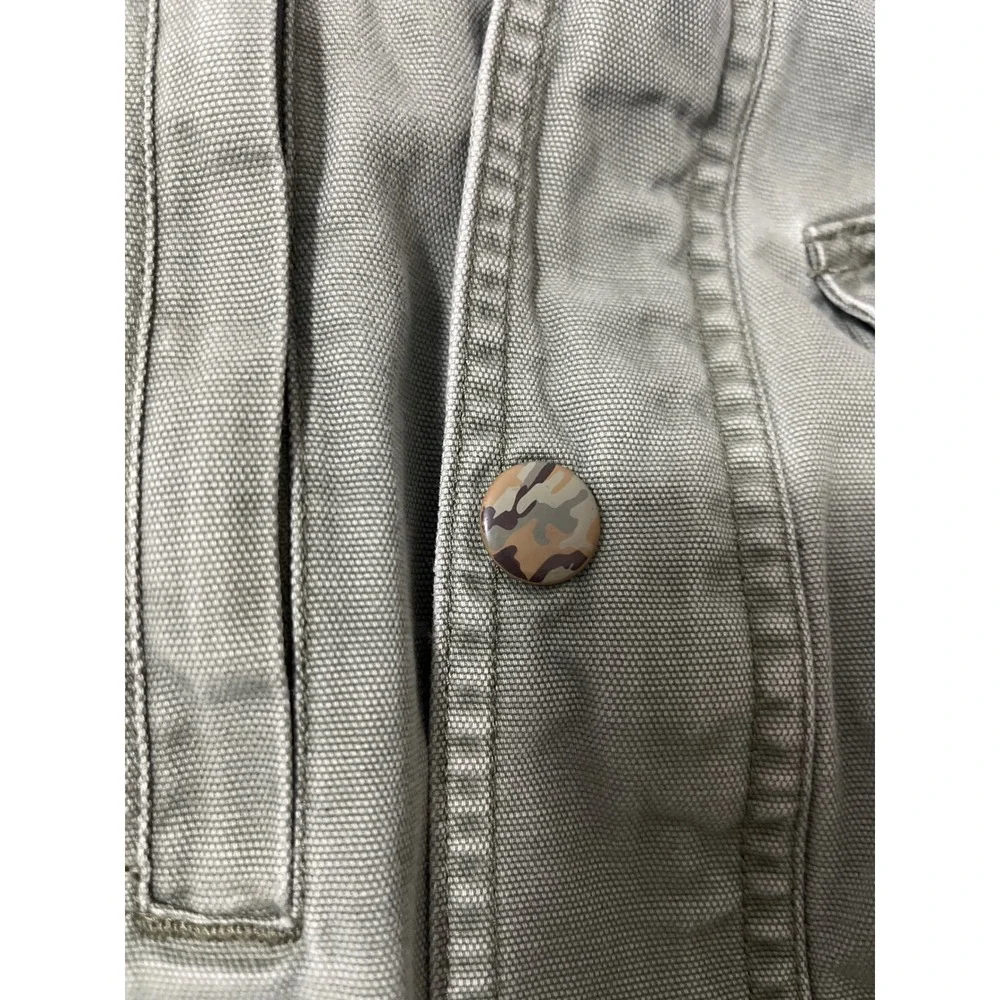 LL Bean VTG Lg 14-16 Kids Green Canvas Camo Lined Field Chore Jacket   Adult S - Picture 5 of 6